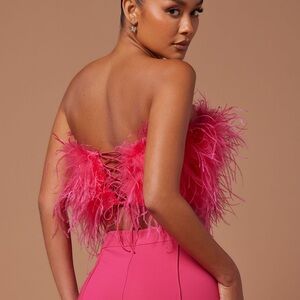 Fashion Nova feathered pants set